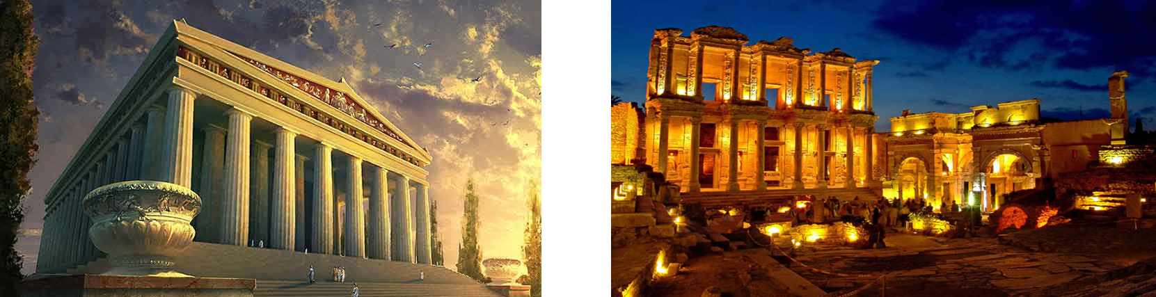 Tempel van Artemis vroeger en nu